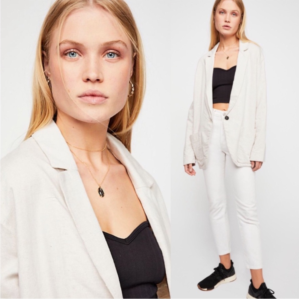 Free People Simply Perfect Linen Blazer Size Large